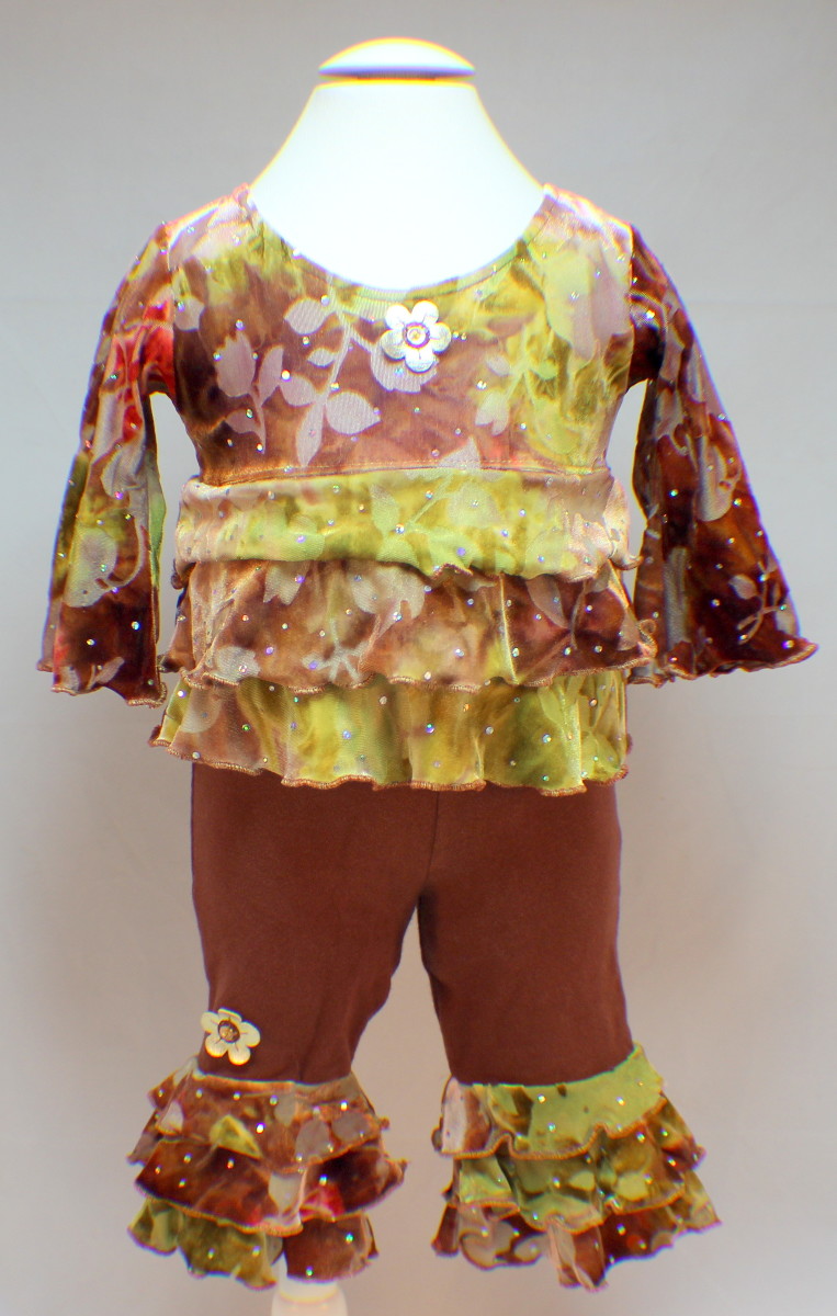 Rubbies Lettuce Ruffle Floral Swing Top and Bloomer Pants Outfit 6 month