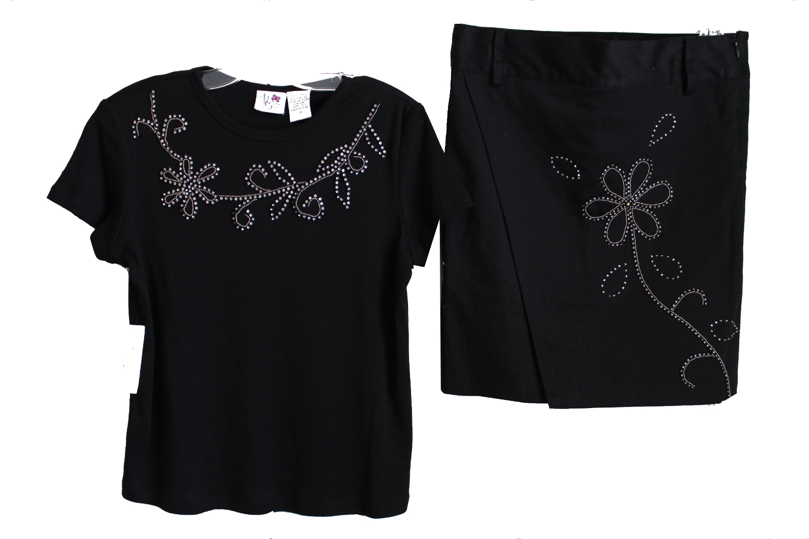 New B G Beautiful Girl Sz 10 Skirt Outfit Lot Black Beaded Crystals