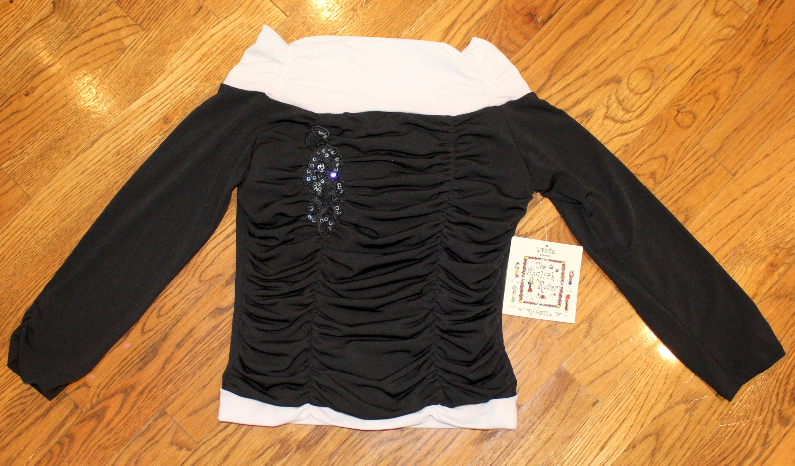 NWT Lipstik Lipstick Girls Sz 14 Black White  long Sleeve Top