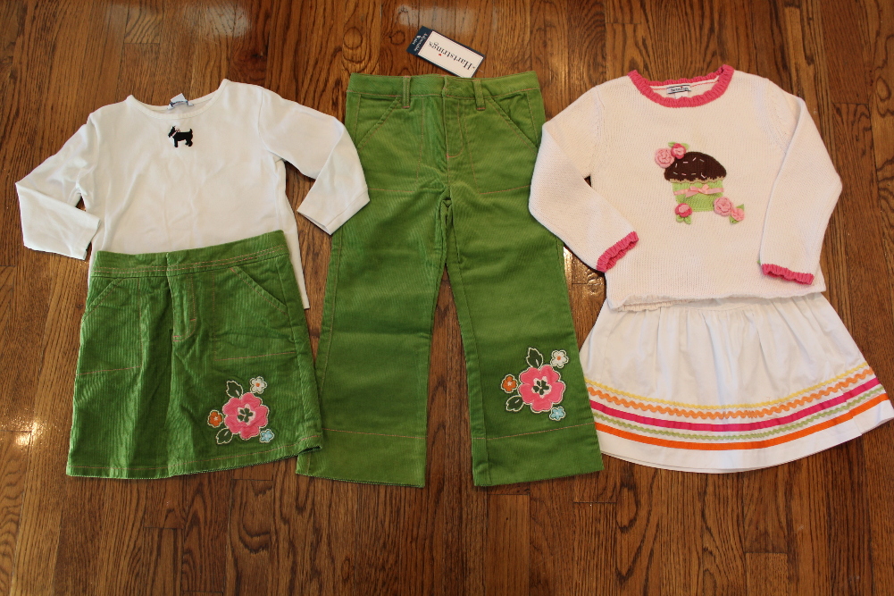 Girls Sz 4 NWT Hartstrings Pants Lot Green Cordroy Skirts Sweater