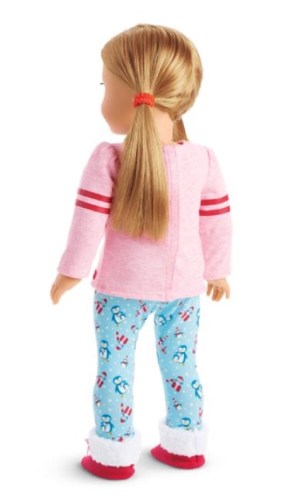 American Girl AG Holiday Penguins Pajamas Pjs Set with slippers