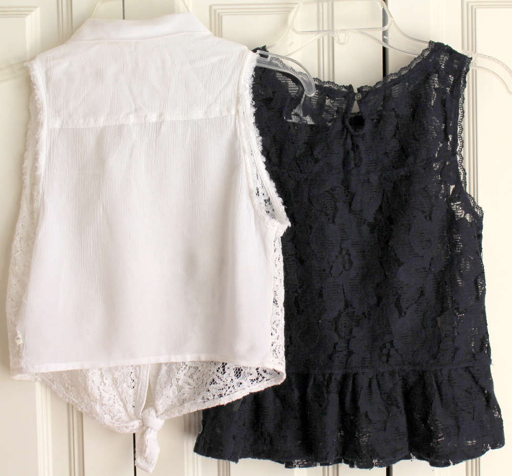 AF Abercrombie Fitch Girls Sz M 2 Lace Top Lot White Navy