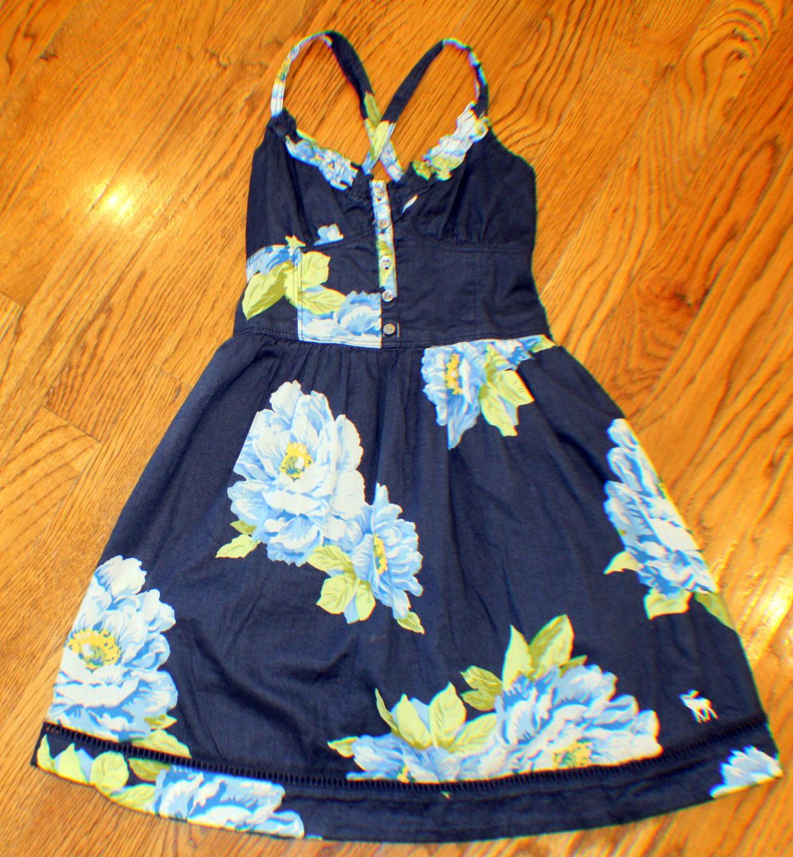 Abercrombie Fitch Kids Sz Small Navy Flower Holiday Sun Dress AF