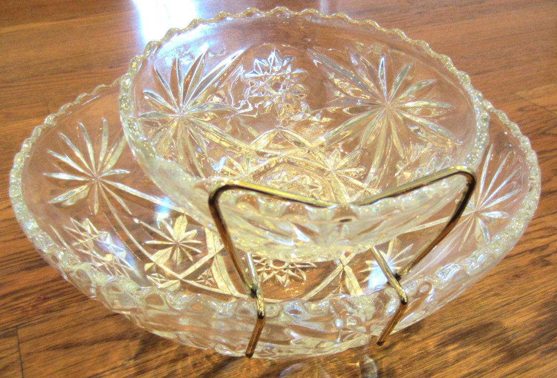 3 Piece Eapc Anchor Hocking Early American Prescut Chip & Dip Set W