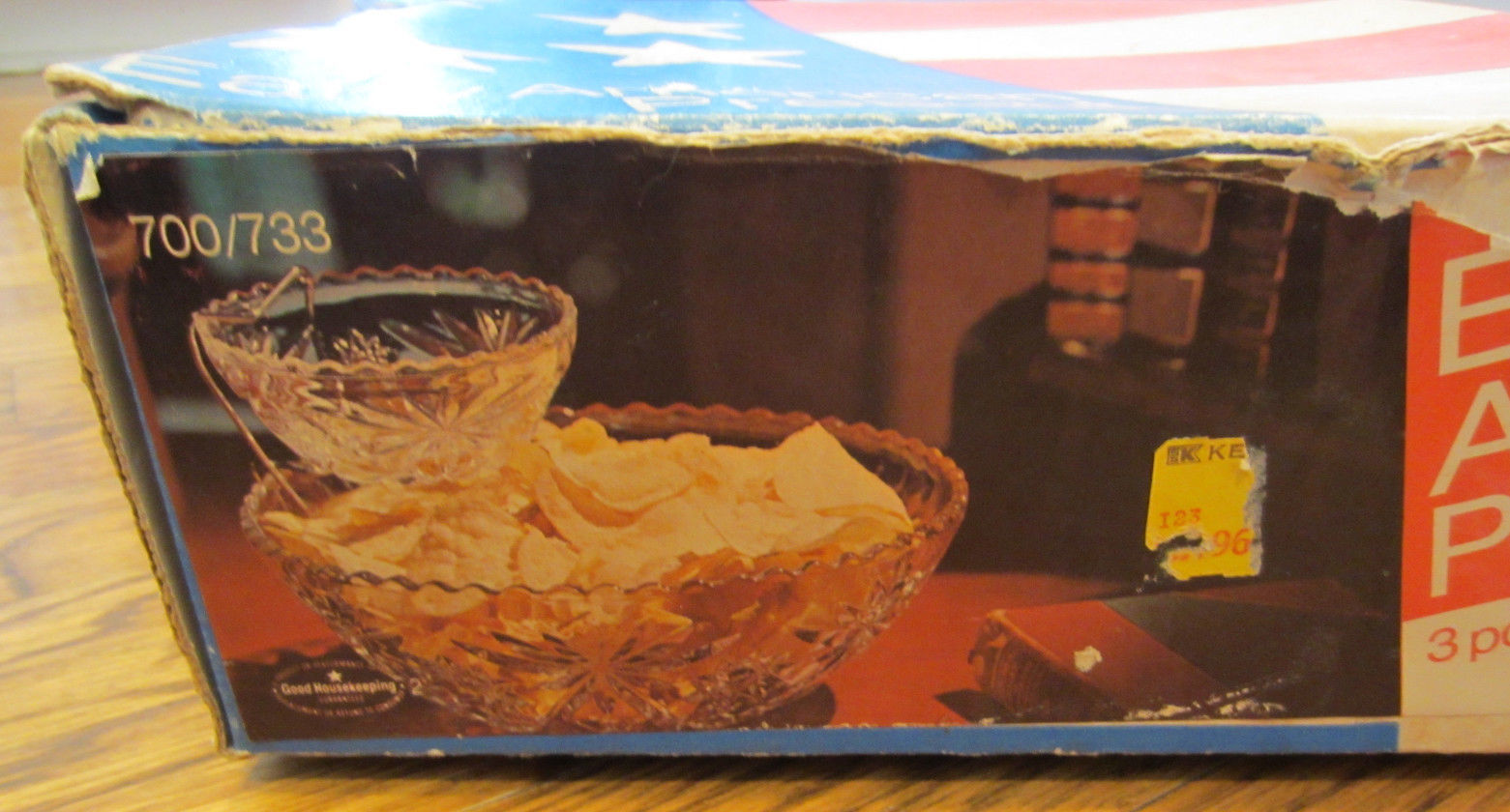 3 Piece Eapc Anchor Hocking Early American Prescut Chip & Dip Set W