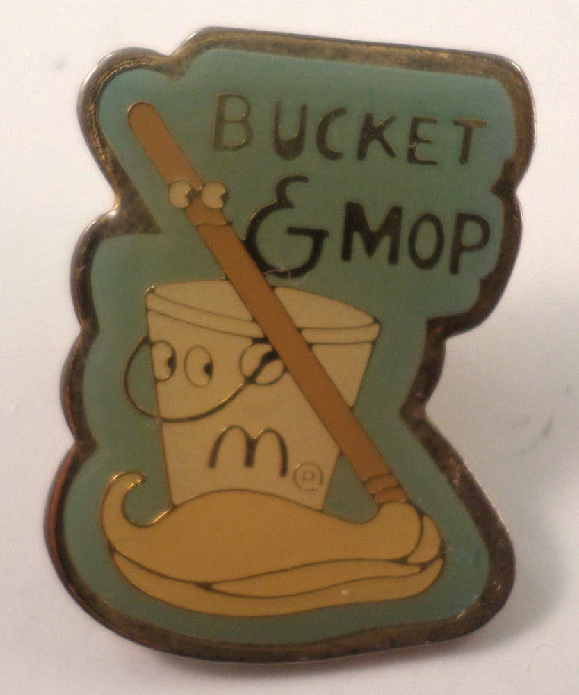 Mcdonald'S Service Award Hat Lapel Pin Bucket And Mop
