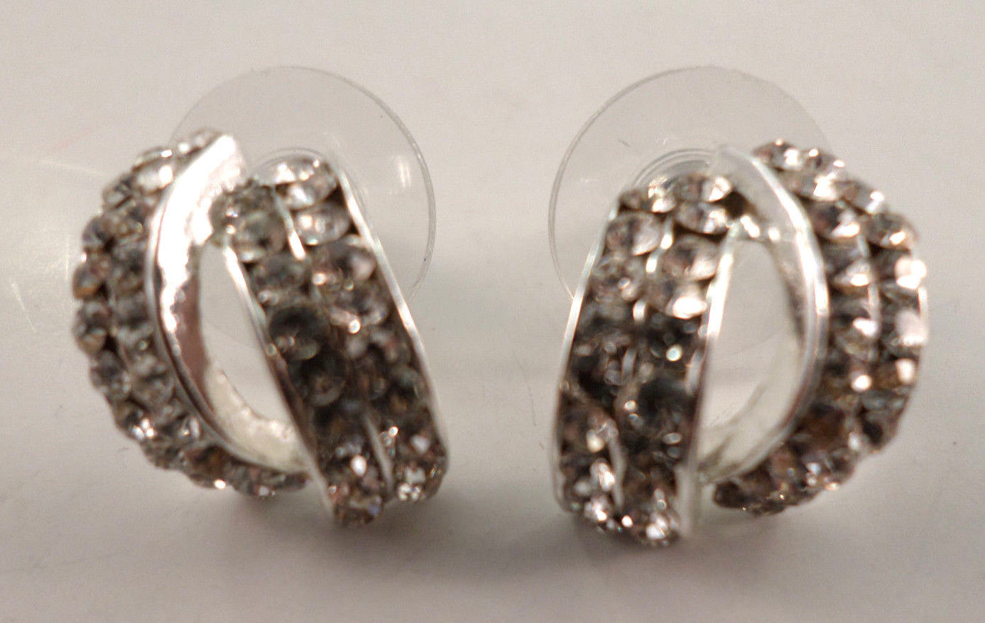 Crystal SemiHoop Hypo Allergenic Clear Bling Post Earrings Dragonfly