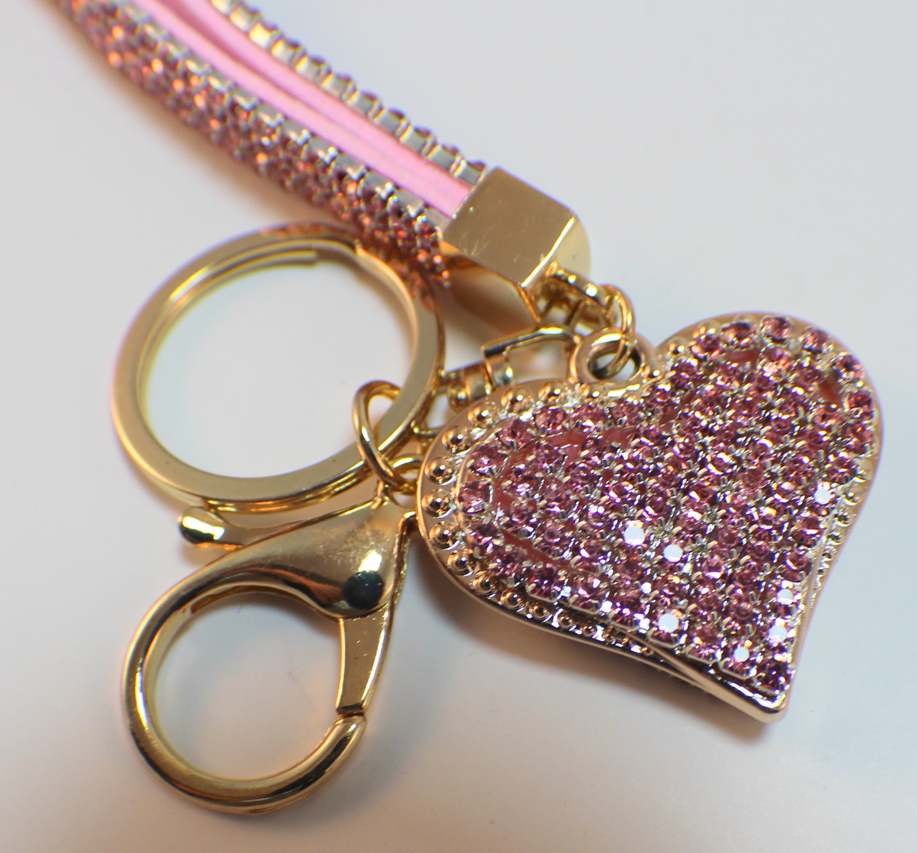 Rhinestone Bling Key Chain Fob Purse Phone Charm Heart and Wristlet eBay