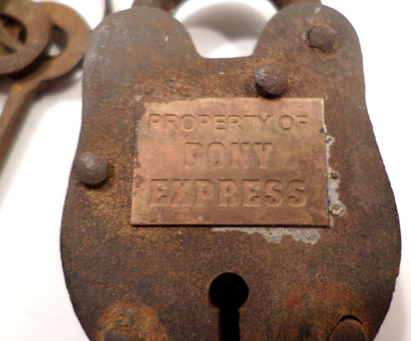 Cast Iron Padlock Property Of Pony Express Lock W 2 Keys Works Free 