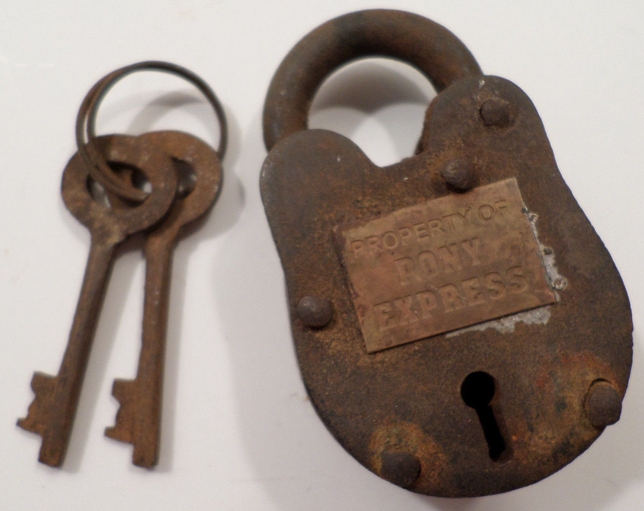 Cast Iron Padlock Property Of Pony Express Lock W 2 Keys Works Free 