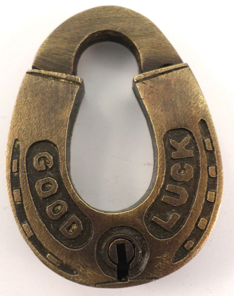 Brass Good Luck Horseshoe Lock And Key Padlock Solid Brass K461 eBay