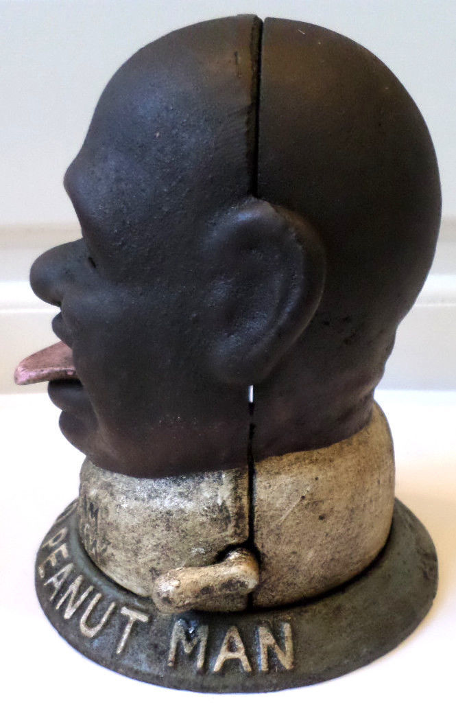 Cast Iron Salted Peanuts Smilin Sam Mechanical Bank Black Americana eBay