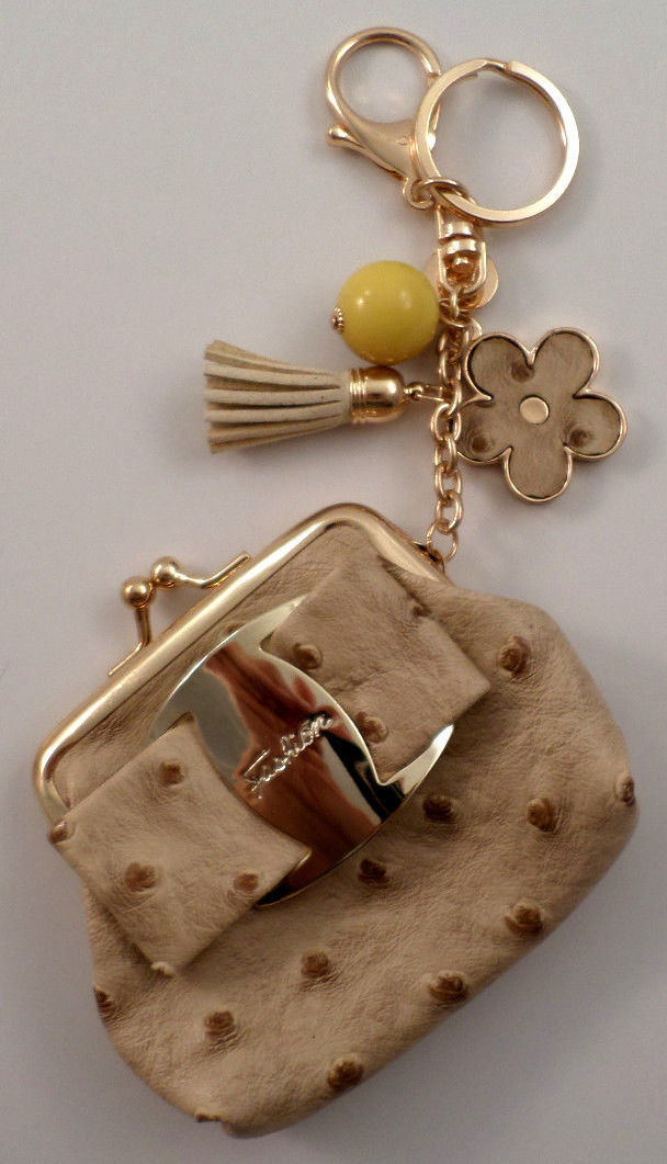 Bling Gold Tone Key Chain Purse Charm Fob Dangle Change Bag Tassel On