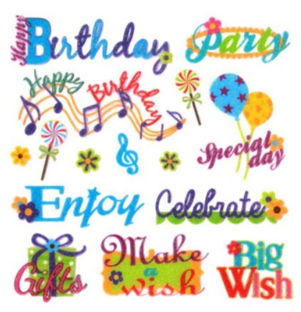 Handmade Glitter Sticker Scrapbooking Birthday Wish Wishes Cake ...