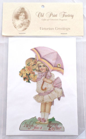Victorian Turn The Century Happy Easter Card Movable Rivet Girl