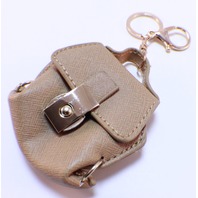 Rhinestone Bling Key Chain Fob Purse Charm Beige Coin Purse Gold Tone