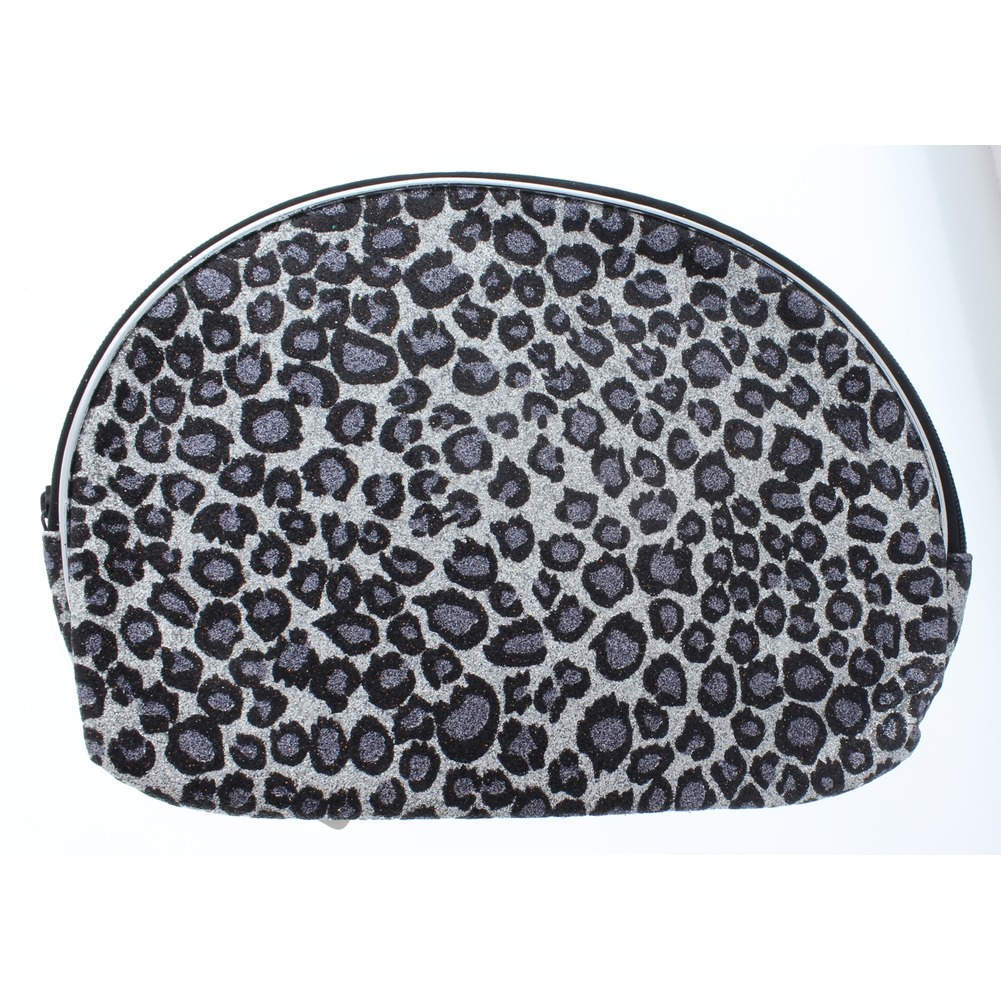 Cosmetic Bag in Glitter Leopard Print Brush or Make-up Bag zipper Clutch