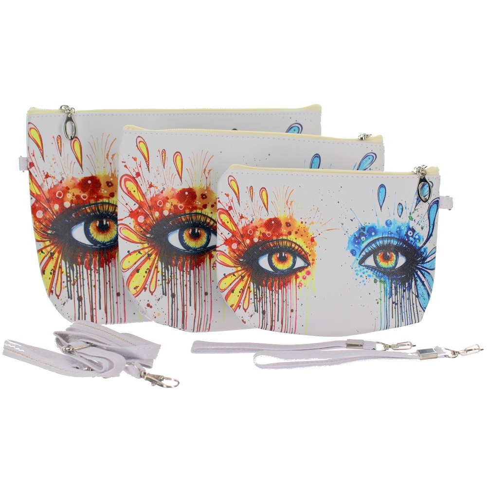 Artistic Eyes Fashion Cosmetic Bag Wristlet Trio Small Medium Large