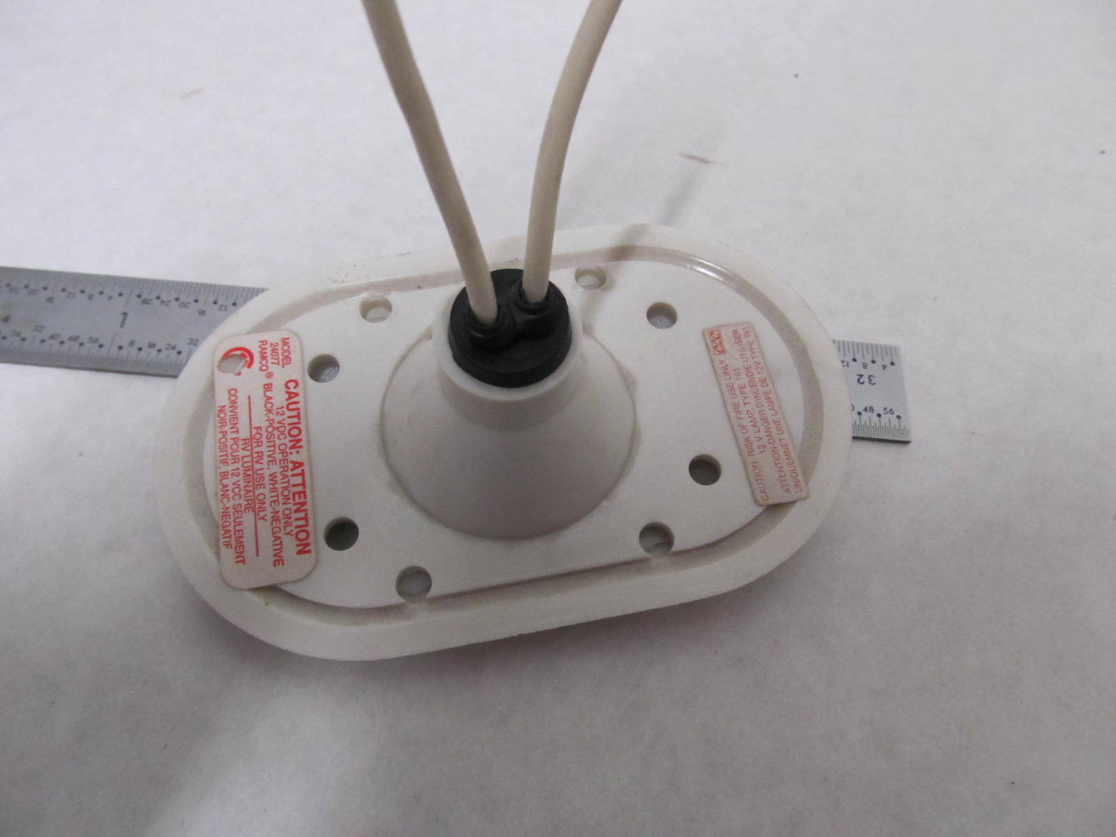 24077 Ramco White 2Wire Oval RV Interior Courtesy Light Green Bay