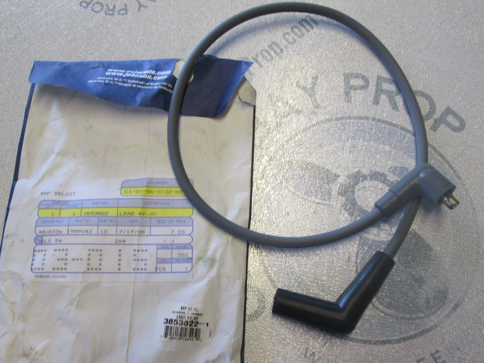 3853822 Evinrude Johnson Spark Plug Wire Lead Assembly Green Bay