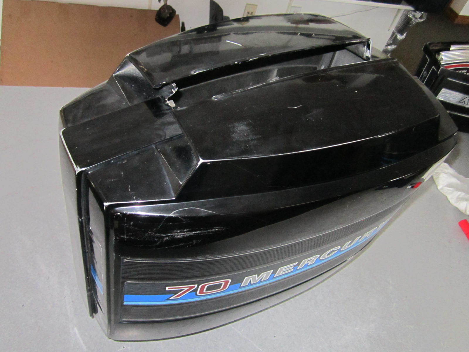 Mercury 70 Hp Outboard Clam Shell Engine Cowling Cover Blue Stripe eBay