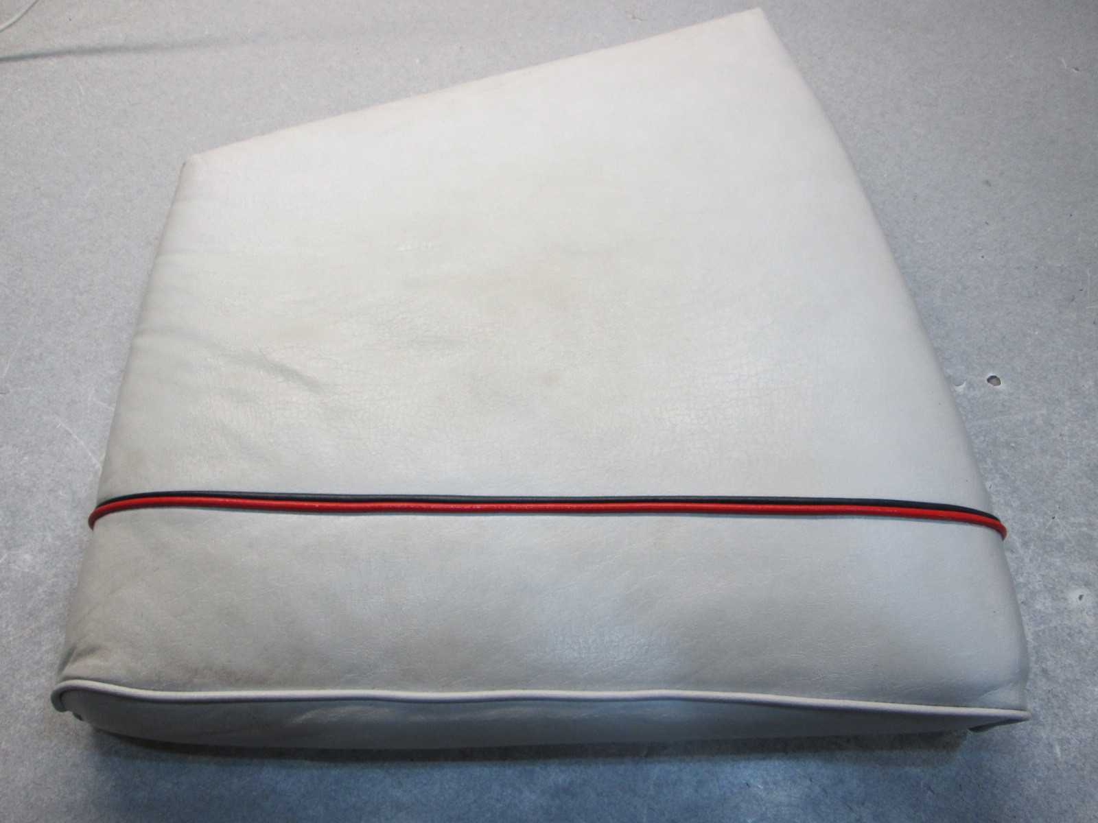 1984 Bayliner Capri Boat Seat Cushion White Vinyl Red Stripe Green