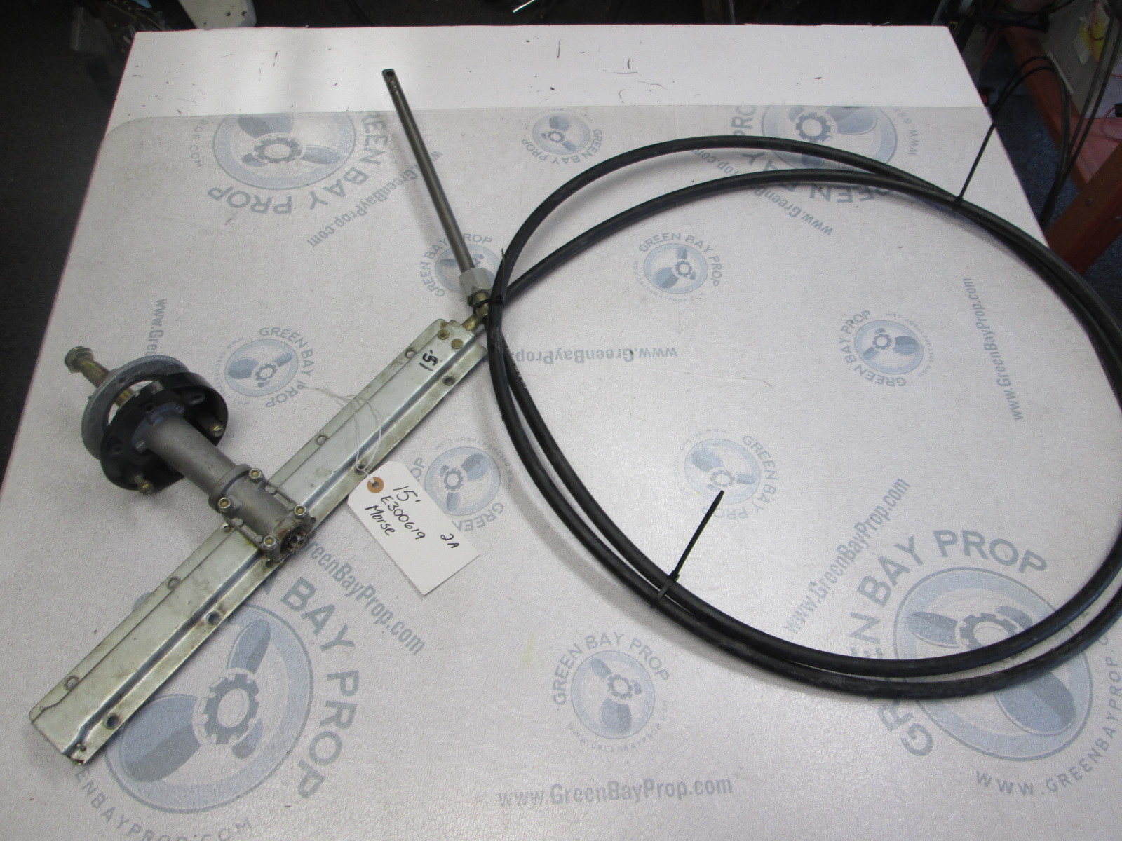 E300619 Morse 15 Ft Rack & Pinion Boat Steering Cable and Helm Green