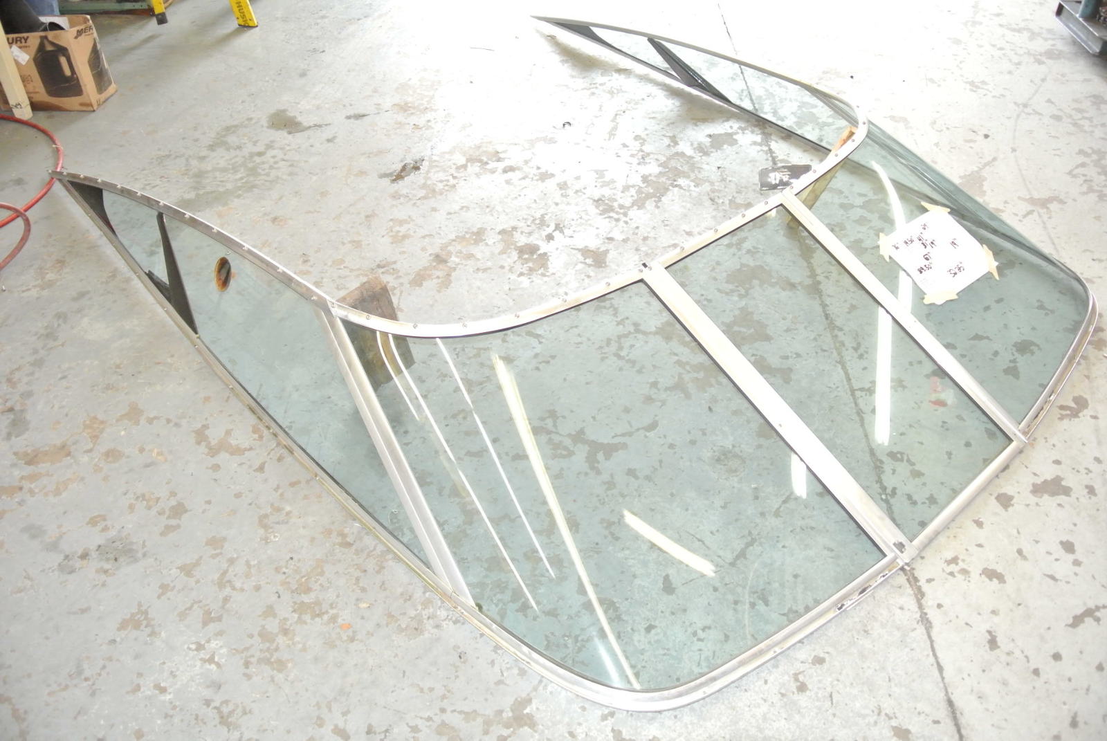 New Curved Glass Boat Windshield 7884 x 24 Walk Through Door Green