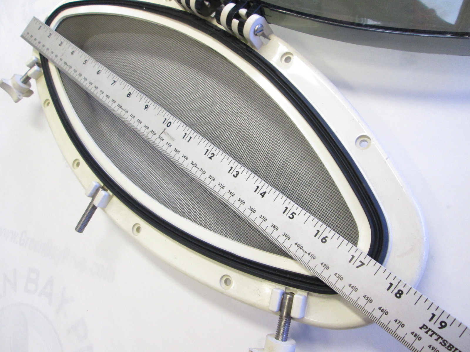 Boat Oval Shape OffWhite Porthole Window w/Screen & Frame 18 1/4" Face