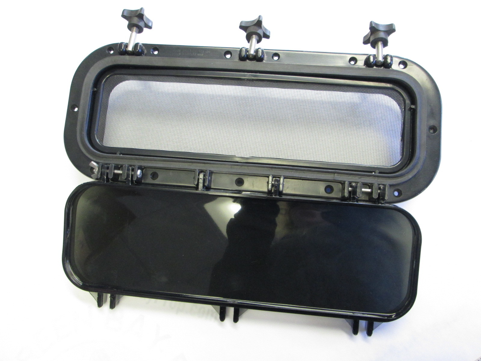 Boat Rectangular Black Porthole Portlight Window w/Screen & Frame 16 3/