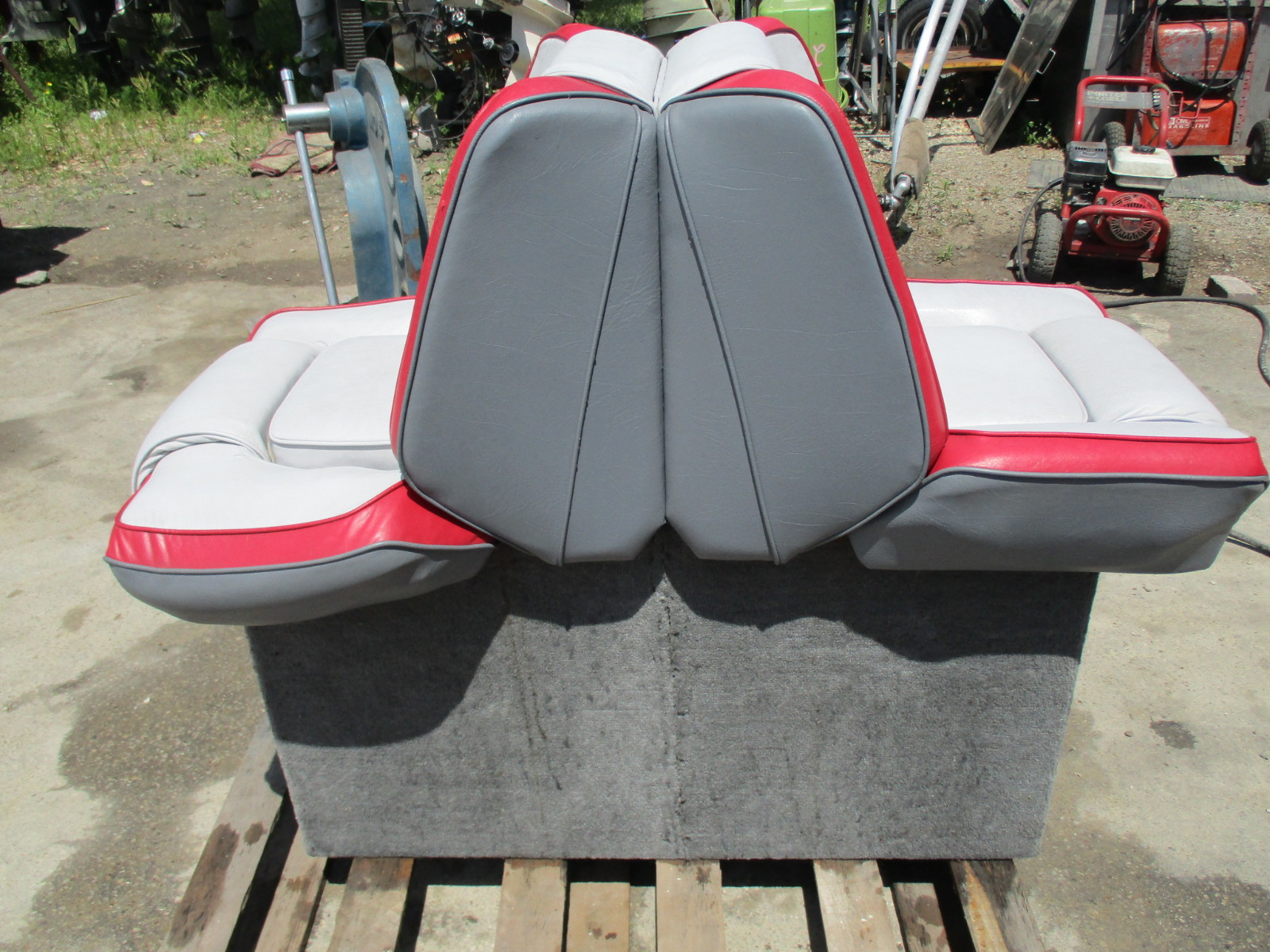 1989 Four Winns Sun Downer Boat Back to Back Seat & Base Stand Red White Gray eBay
