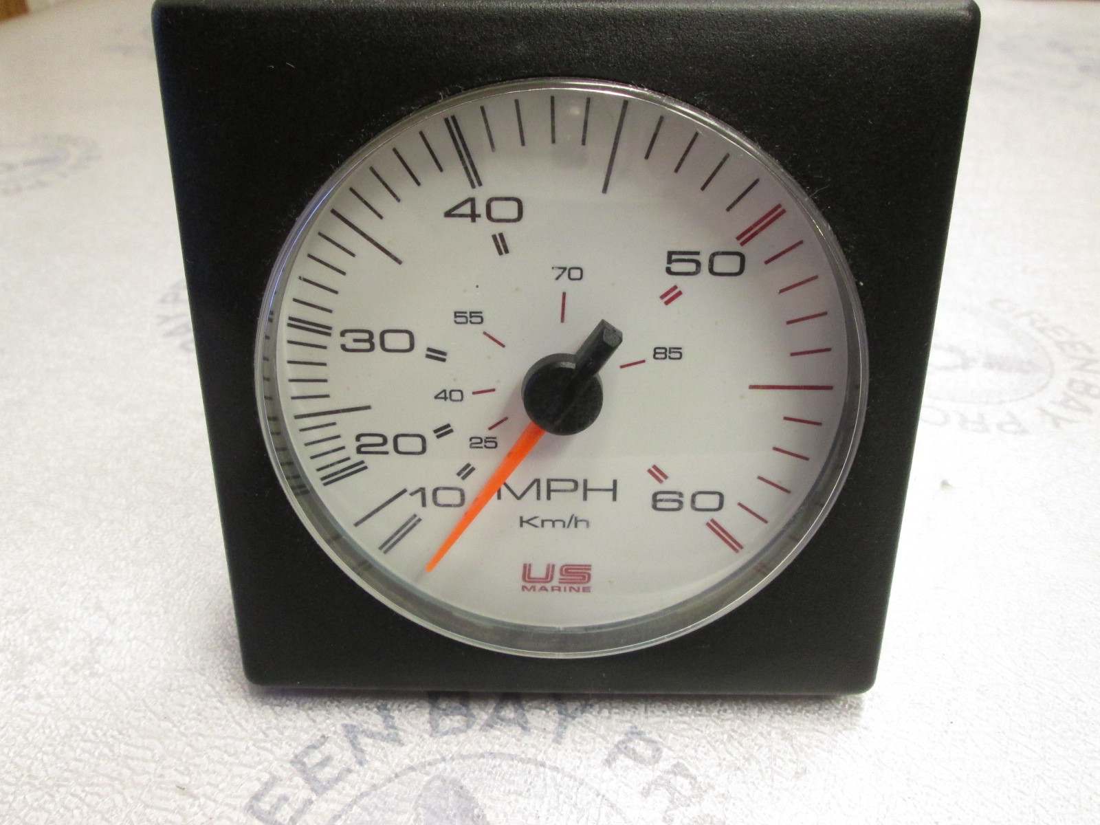 1990 Bayliner Capri White Face Square Speedometer Green Bay Propeller