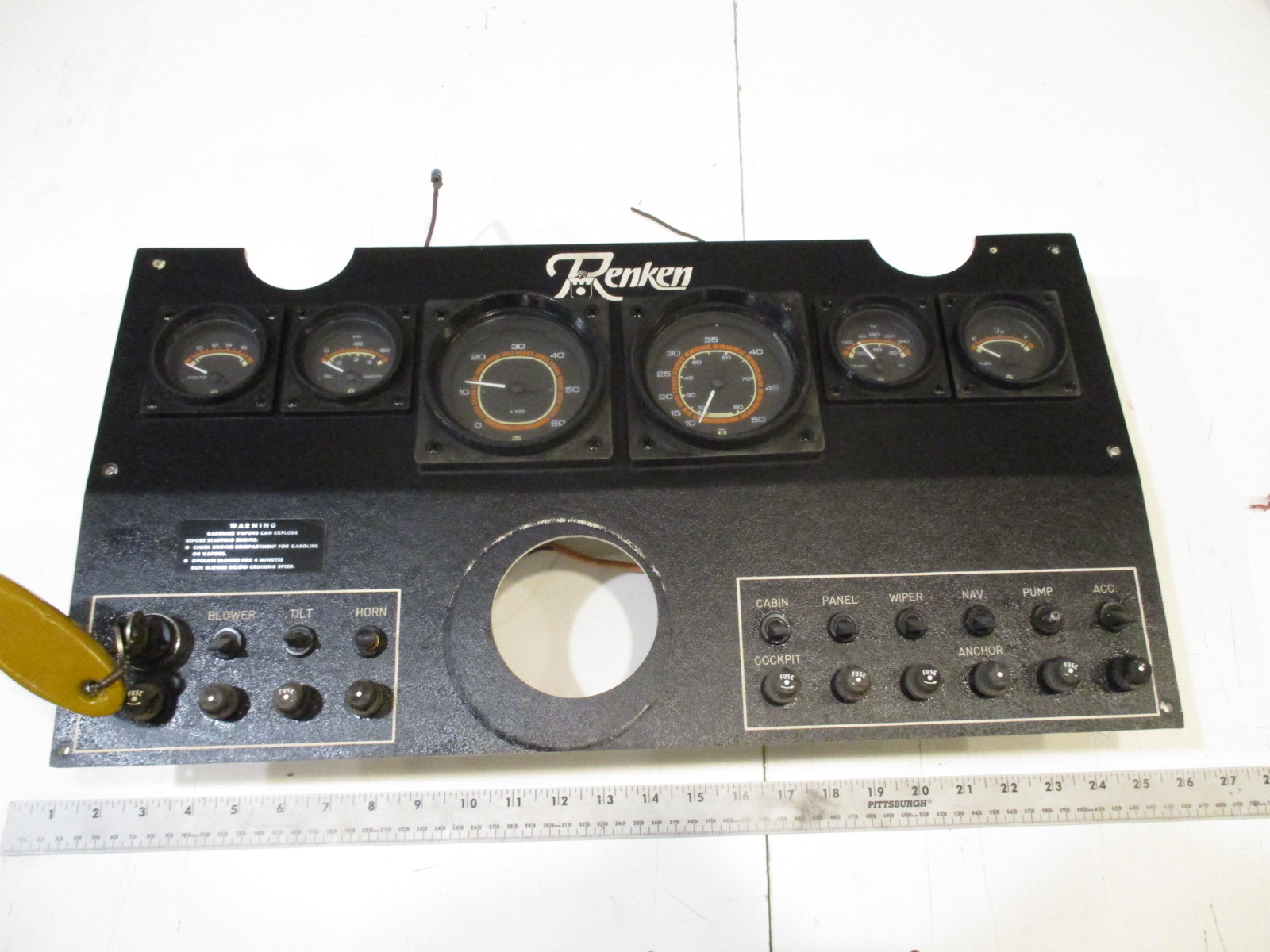 1984 Renken Boat Dash Panel Gauges Instrument Cluster & Switches