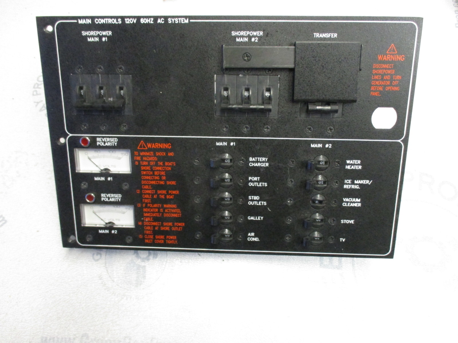 Marine Boat Breaker Panel Main Controls 120V 60HZ AC System eBay