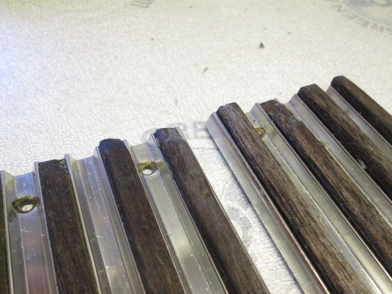 Chris Craft Stainless with Teak Wood Inlay Boat Step Pads 12" Green