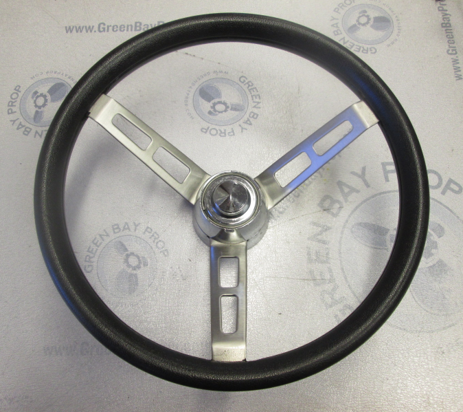 Vintage Boat Stainless Steel 14" Steering Wheel 3 Spokes Standard Tapered Shaft