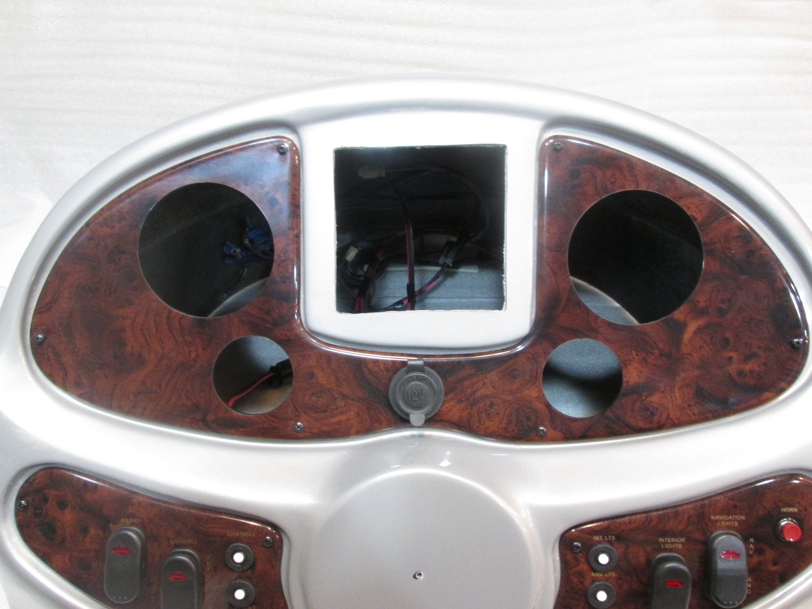 Silver Voyager Pontoon Boat Instrument Cluster Console prewired Switches