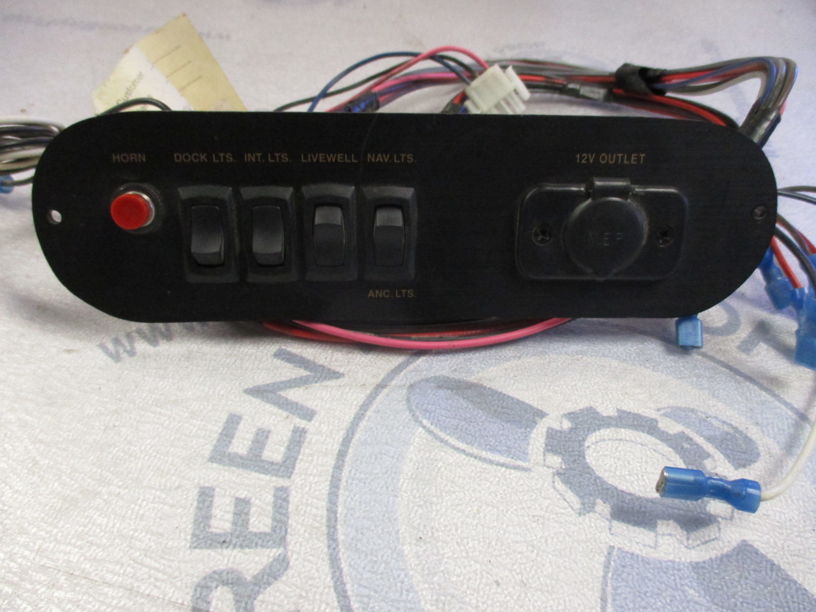 Marine Boat Dashboard Switch Panel Black 9 1/2" x 2 5/8" Green Bay