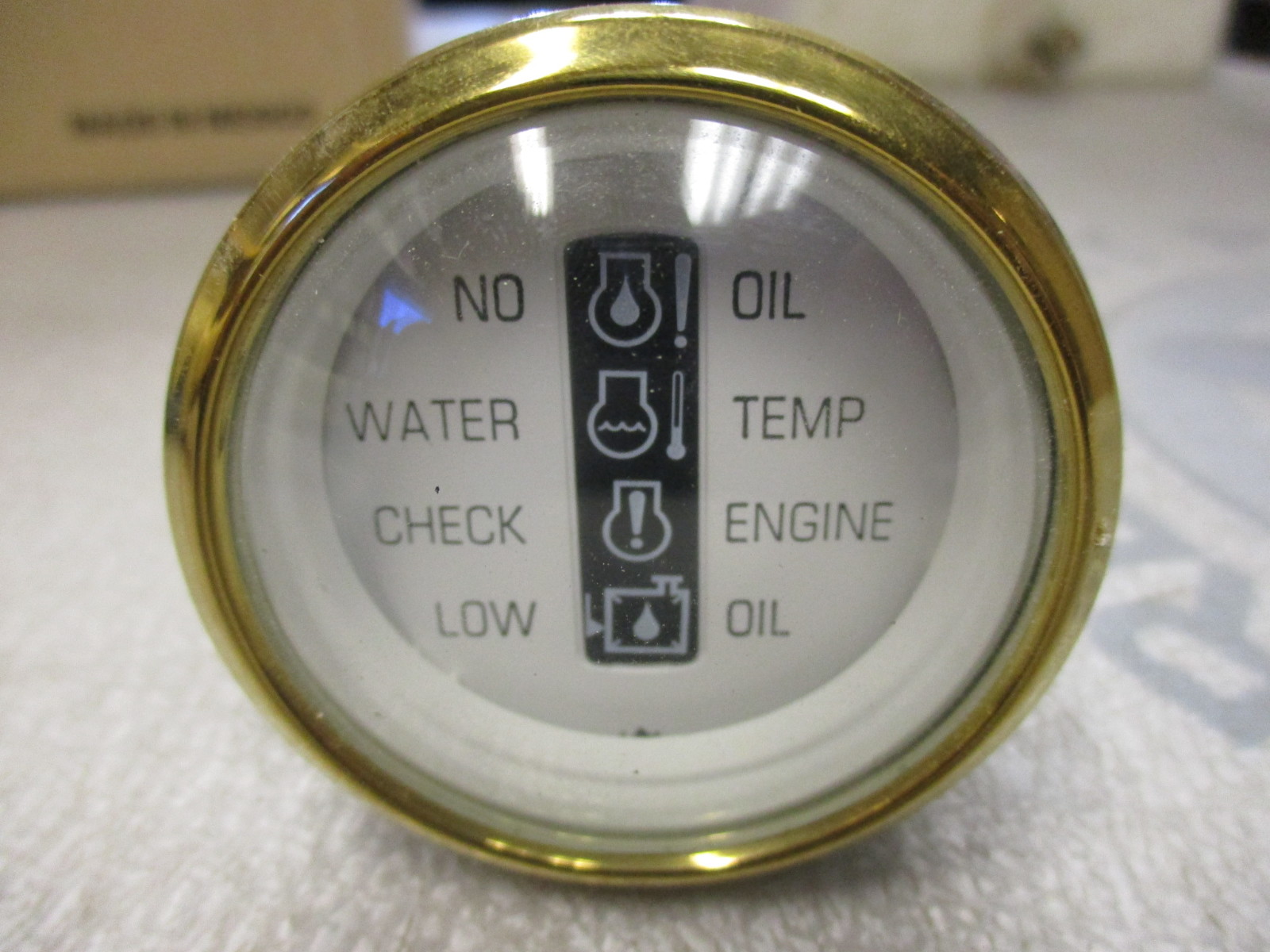 GP9931C Faria Marine Boat Systems Check Oil/Temp/Engine Gauge White