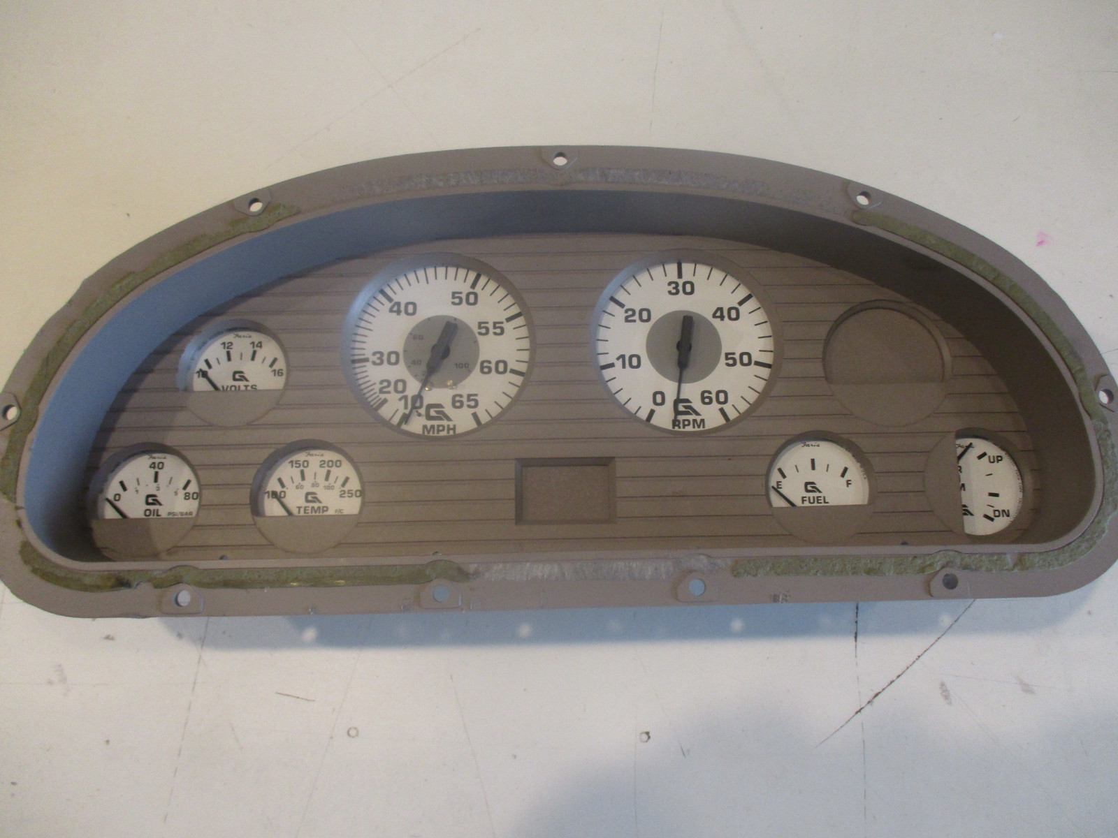 Marine Boat Dash Board Gauge Panel Cluster Set Faria White Green Bay