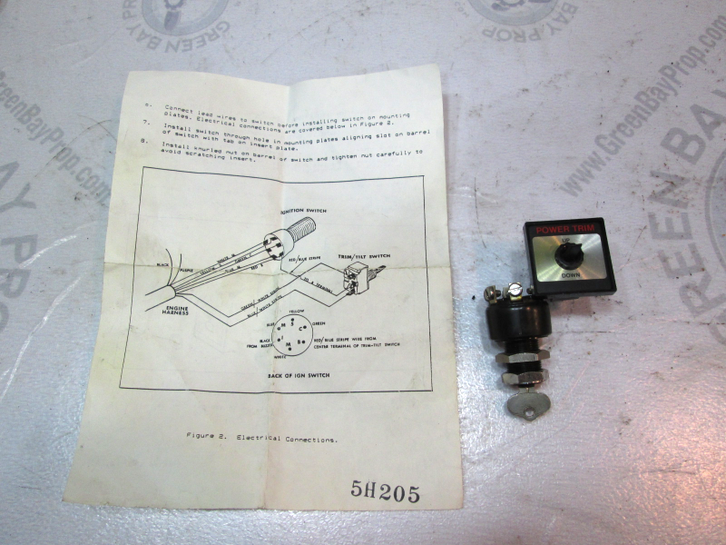 5H205 Marine Ignition Switch, Trim/Tilt Switch & Dash Bezel With