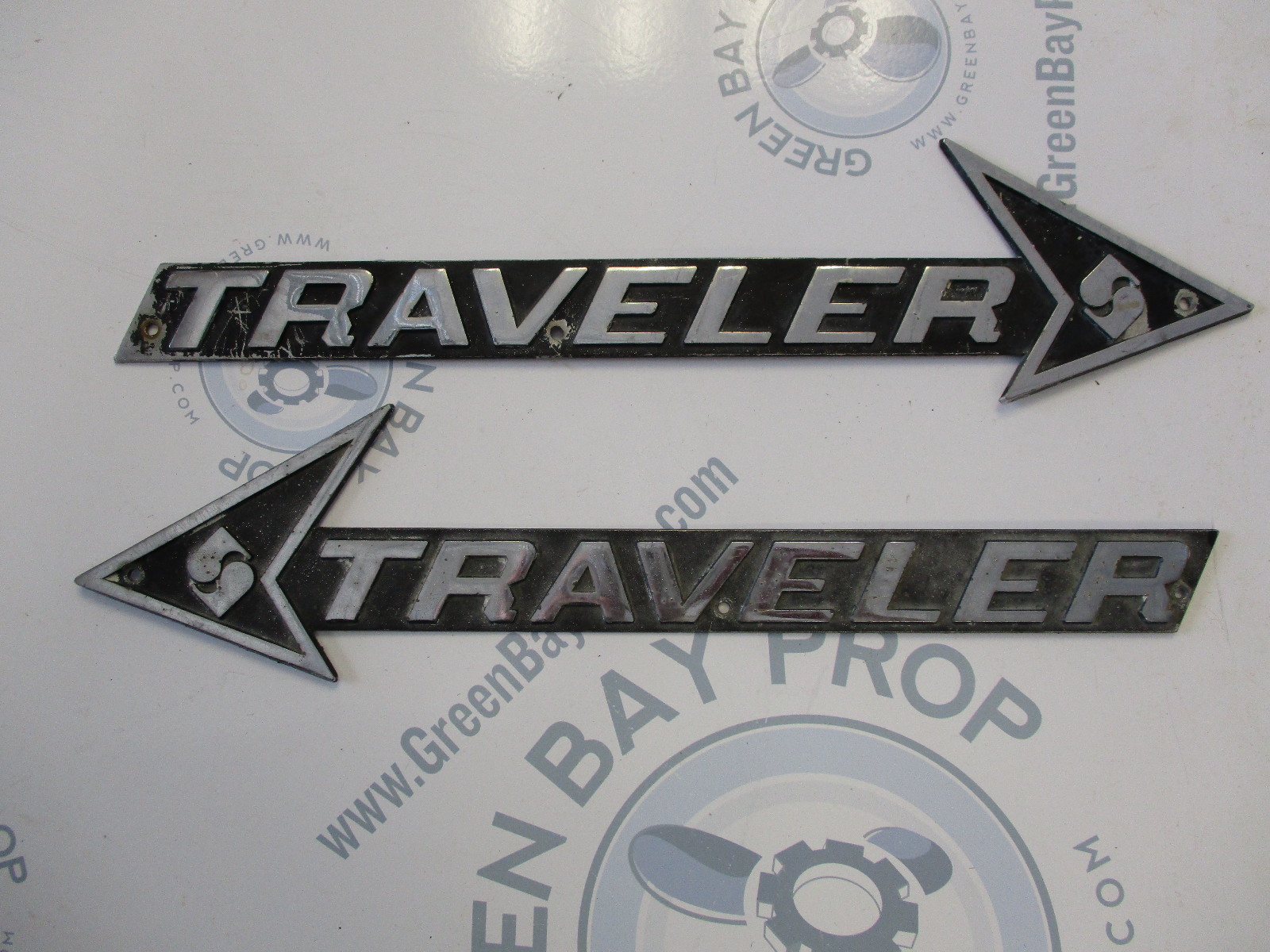 Traveler Boat Name Plate Emblem Logo Chromed Metal 11 in Long Green
