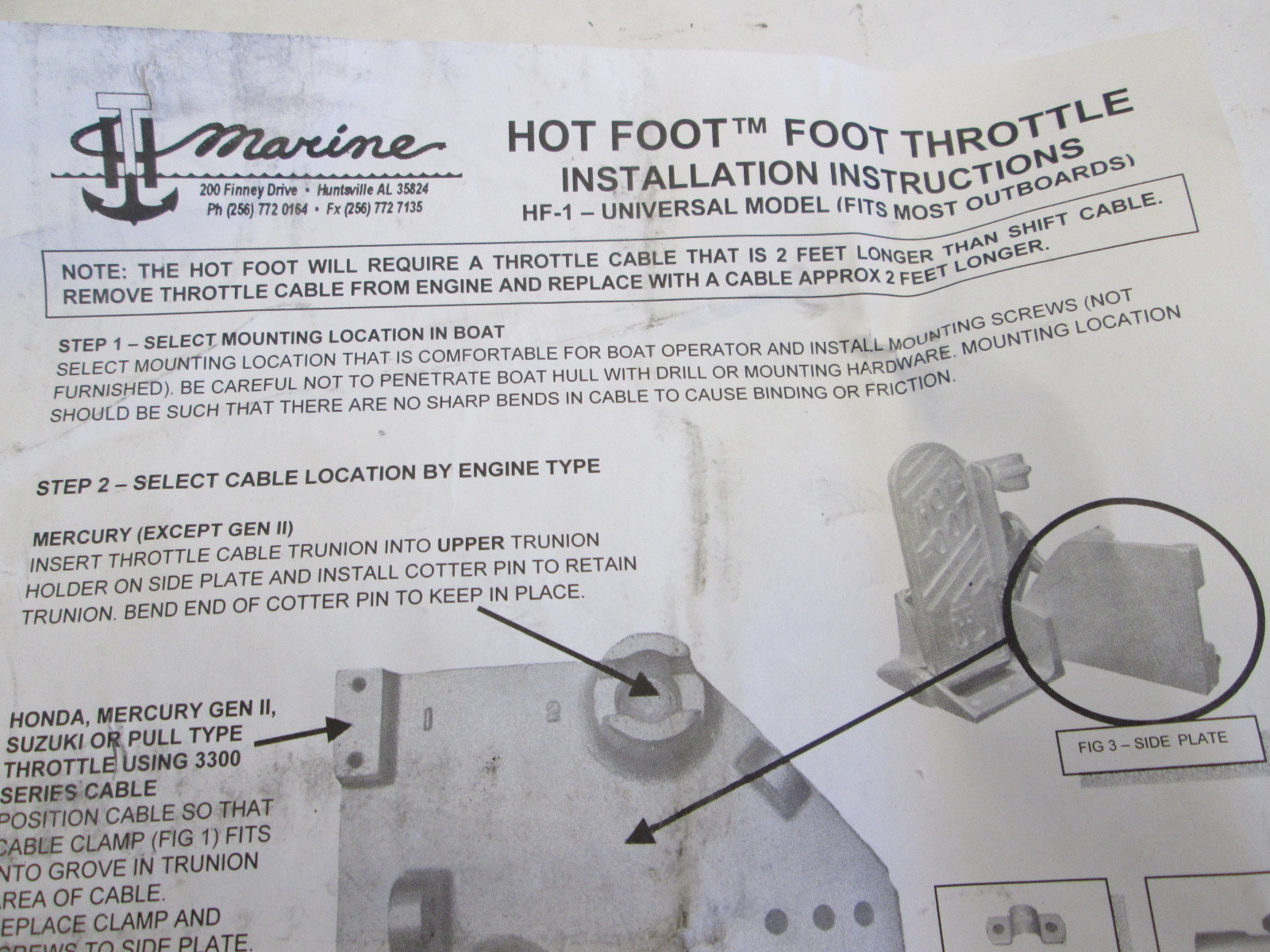 HF1 Hot Foot Universal Foot Throttle for Boats Outboard & Stern Drive
