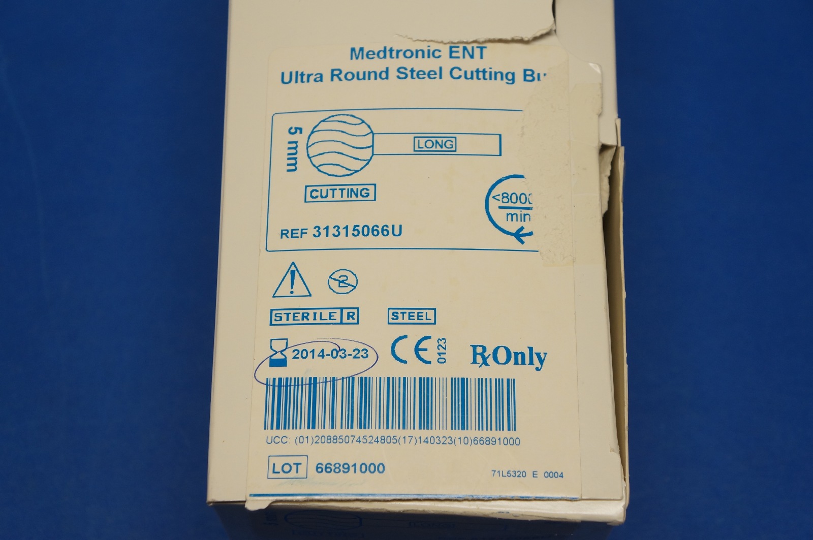 Medtronic 31315066U ENT Ultra Round Steel Cutting Bur 5mm Long (x