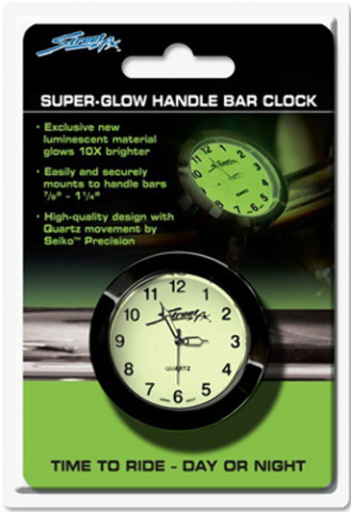 Streetfx Superglow Handlebar Clock Black 1045901 12-6746BK-WPS
