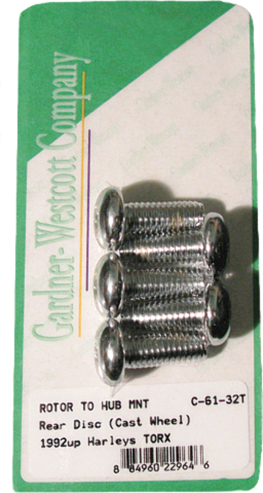 Gardnerwestcott Rear Brake Rotor Torx Buttonhead Bolts Chrome C-61-32T 830-1065-WPS