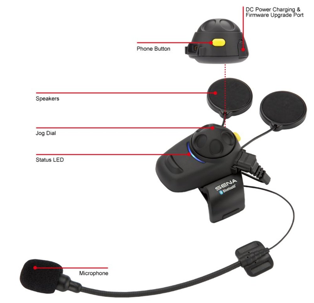 Sena Motorcycle Helmet Bluetooth Headset & Intercom w/FM Tuner Microphone Kit 843-01282-WPS