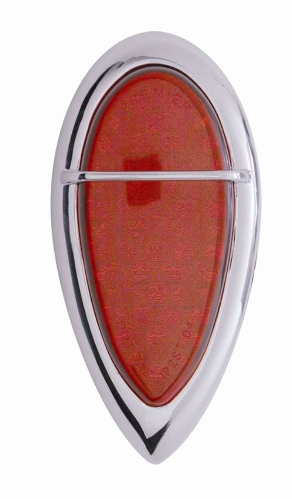 ProOne Teardrop LED Tail Light Chrome w/Bar Red Lens Flush Mt, Dual