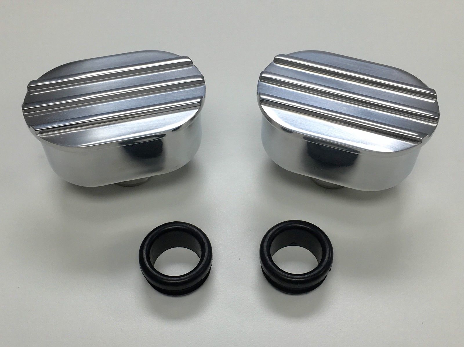 Hot Rod Oval Finned Polished Valve Cover Breather Kit W/ Grommet SBC