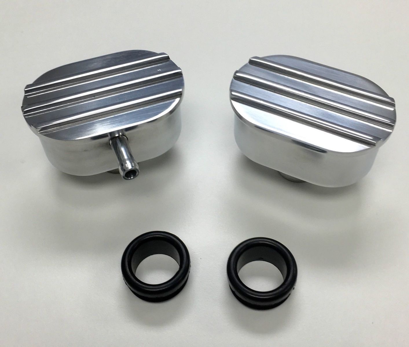 Hot Rod Polished Oval Finned Aluminum PCV & Valve Cover Breather Kit W